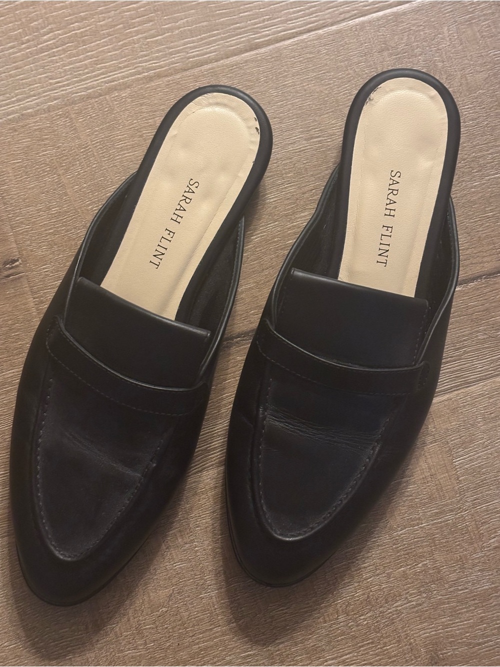 Sarah Flint Black Slip-On Penny Mule Loafers - Alysia (IT 37.5)